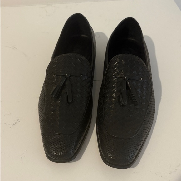 Black handmade intrecciato, tassel, and dotted leather loafers- WELL MADE - Picture 3 of 4